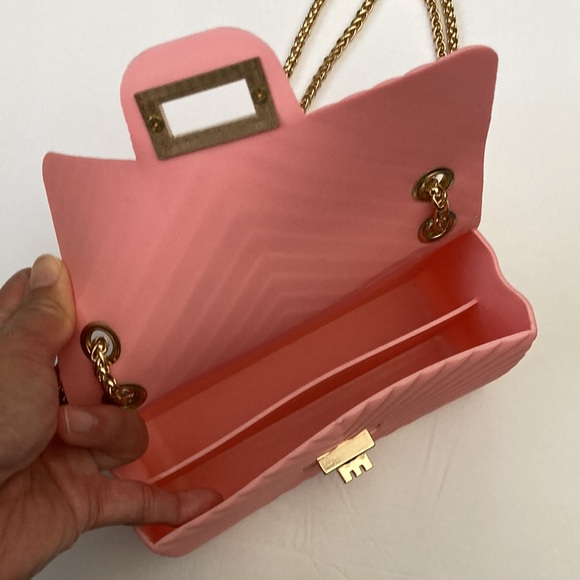 Elegant Jelly Purse with Gold Chain in Pink - Picture 3 of 7